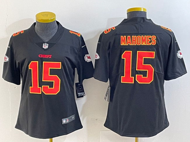 Women's Kansas City Chiefs #15 Patrick Mahomes Black Vapor Untouchable Limited Stitched Football Jersey(Run Small)